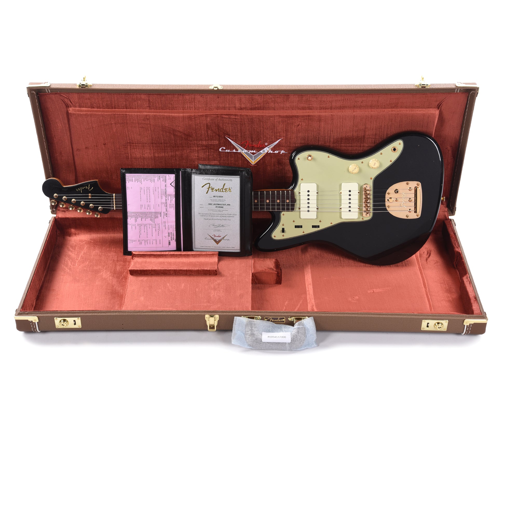 Fender Custom Shop 1962 Jazzmaster "Chicago Special" Journeyman Relic Aged Black w/Painted Headcap & Gold Hardware Electric Guitars / Solid Body