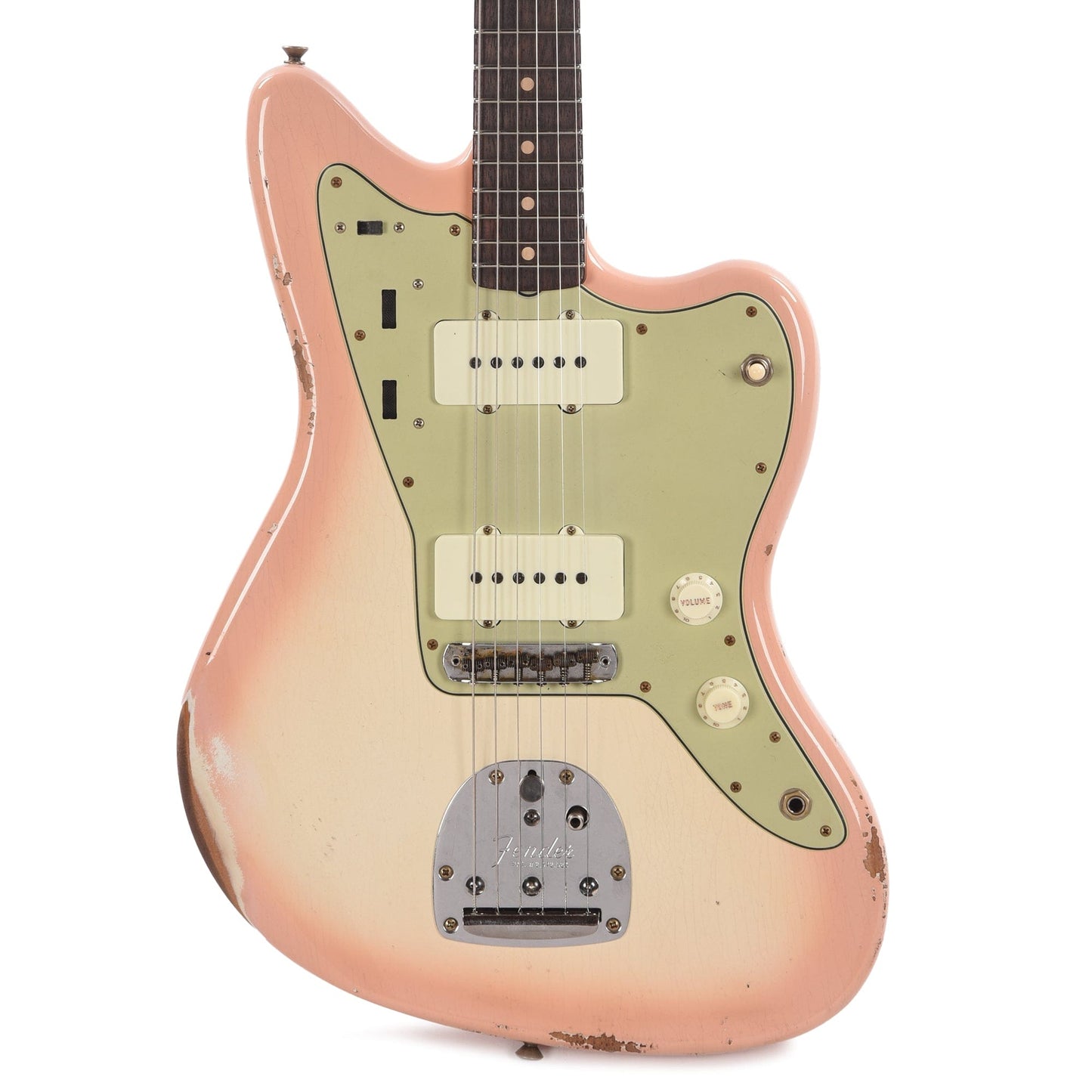 Fender Custom Shop 1962 Jazzmaster "Chicago Special" Relic Super Aged Olympic White w/Shell Pink Burst Electric Guitars / Solid Body