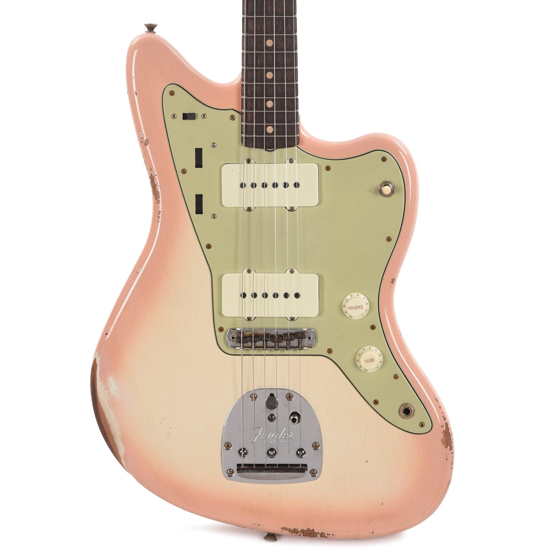 Fender Custom Shop 1962 Jazzmaster "Chicago Special" Relic Super Aged Olympic White w/Shell Pink Burst Electric Guitars / Solid Body