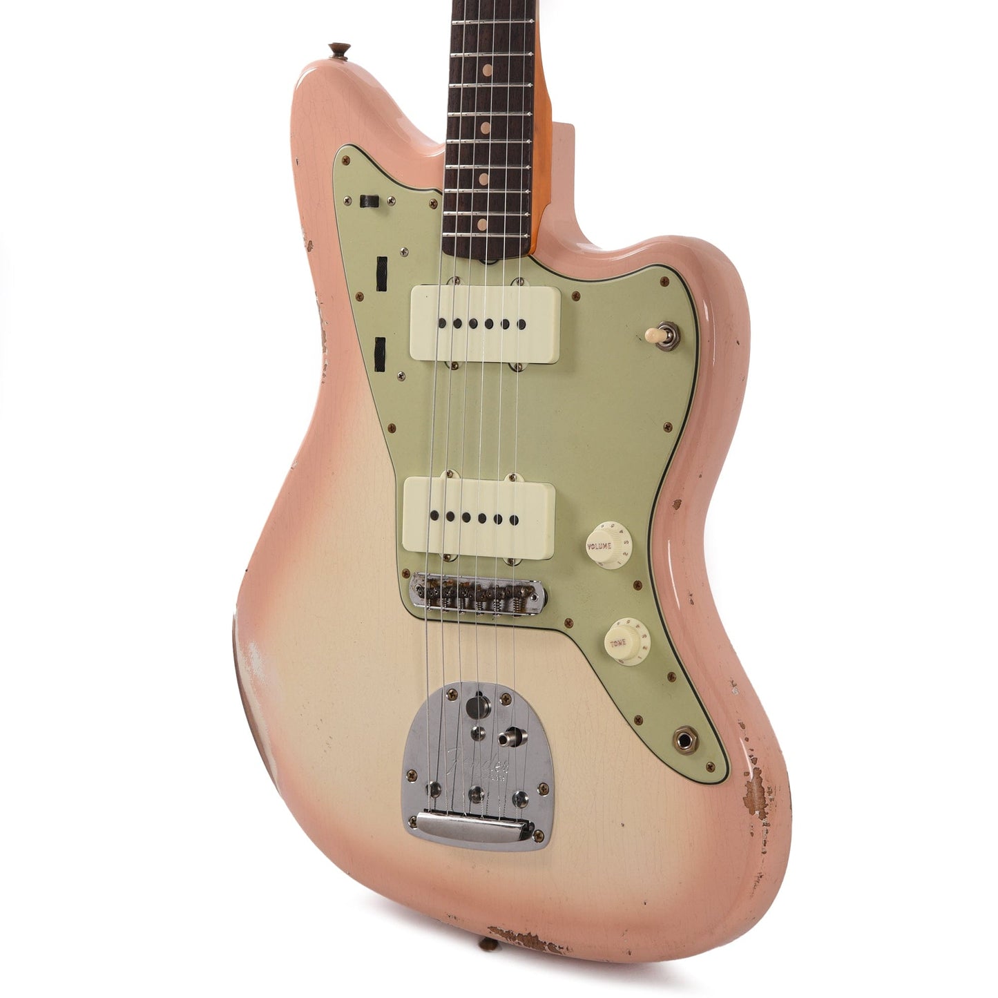 Fender Custom Shop 1962 Jazzmaster "Chicago Special" Relic Super Aged Olympic White w/Shell Pink Burst Electric Guitars / Solid Body