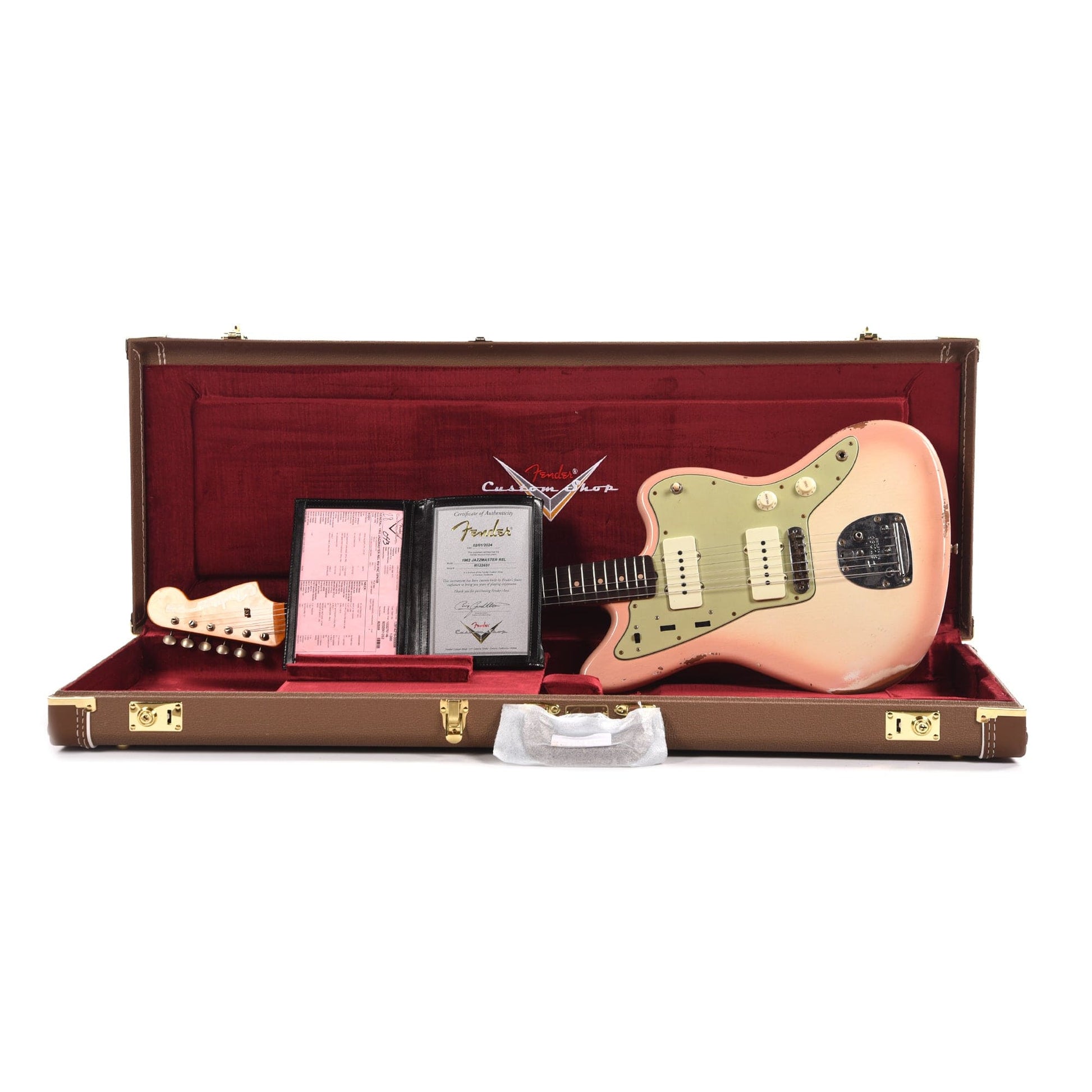 Fender Custom Shop 1962 Jazzmaster "Chicago Special" Relic Super Aged Olympic White w/Shell Pink Burst Electric Guitars / Solid Body