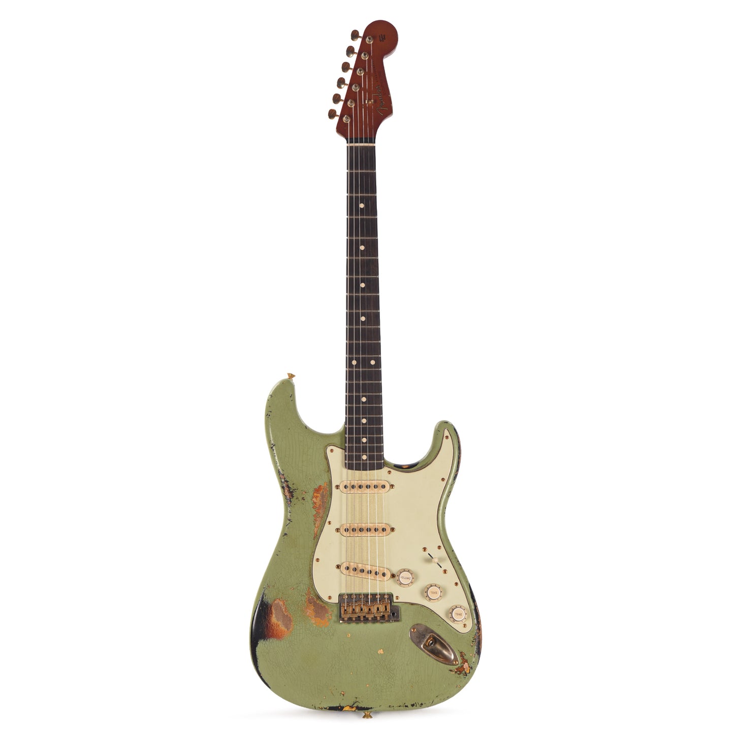Fender Custom Shop 1963 Color Over Color Stratocaster Relic Sweet Pea Green/3-Color Sunburst Masterbuilder Apprentice Built By Nick Saccone Electric Guitars / Solid Body