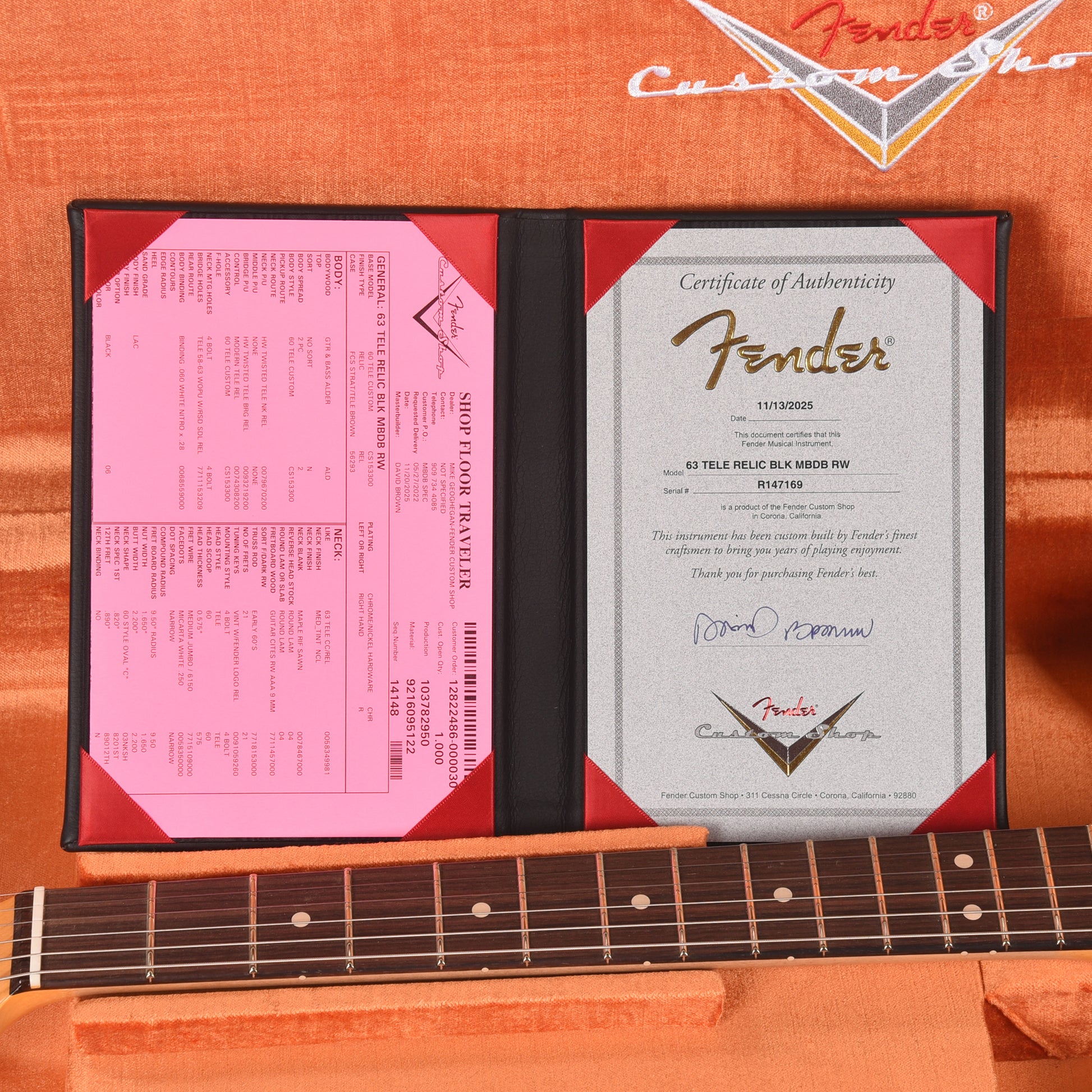 Fender Custom Shop 1963 Custom Telecaster Relic Black Master Built by David Brown w/Josefina Hand-Wound Pickups Electric Guitars / Solid Body