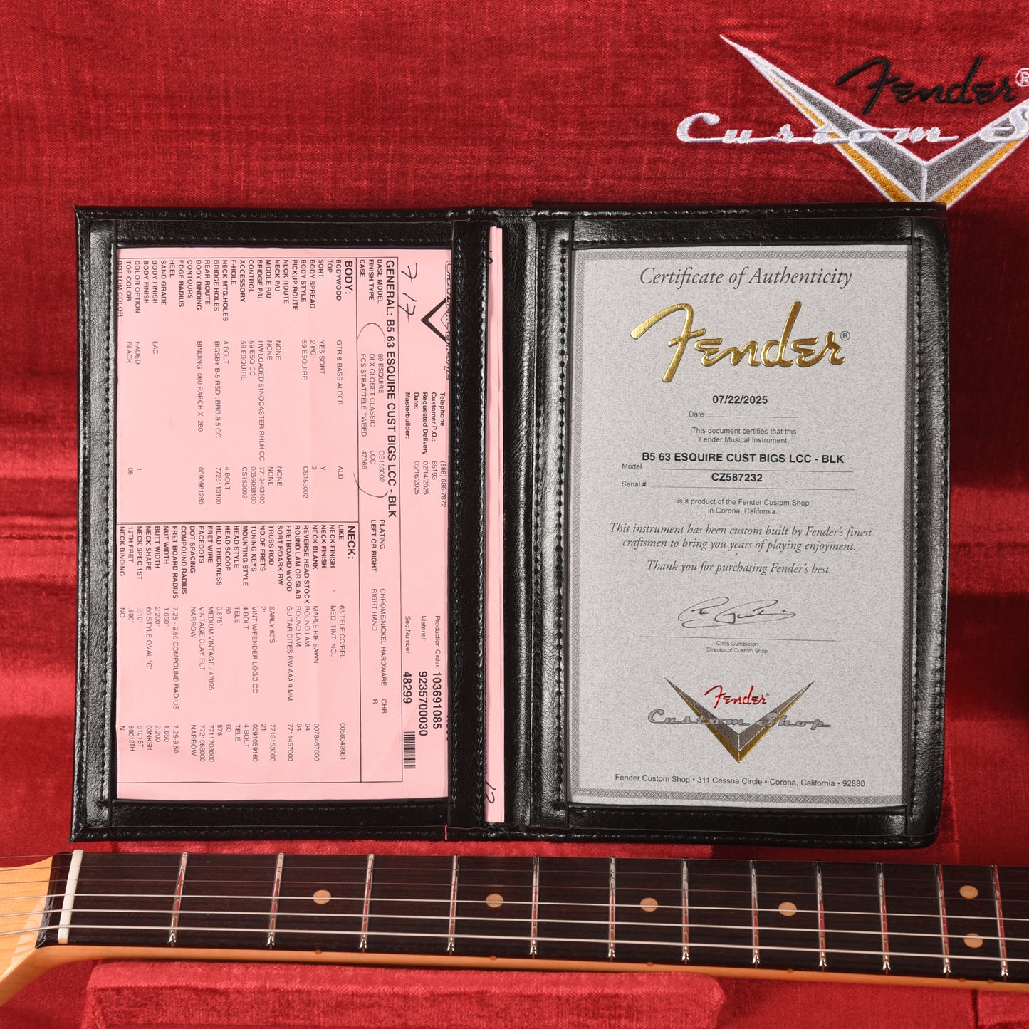 Fender Custom Shop 1963 Esquire Bigsby Deluxe Closet Classic Black Electric Guitars / Solid Body
