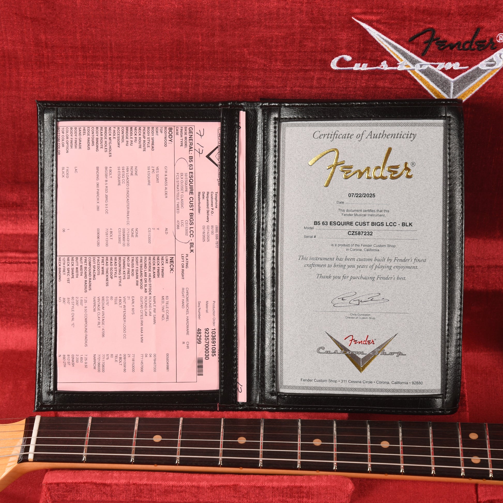 Fender Custom Shop 1963 Esquire Bigsby Deluxe Closet Classic Black Electric Guitars / Solid Body