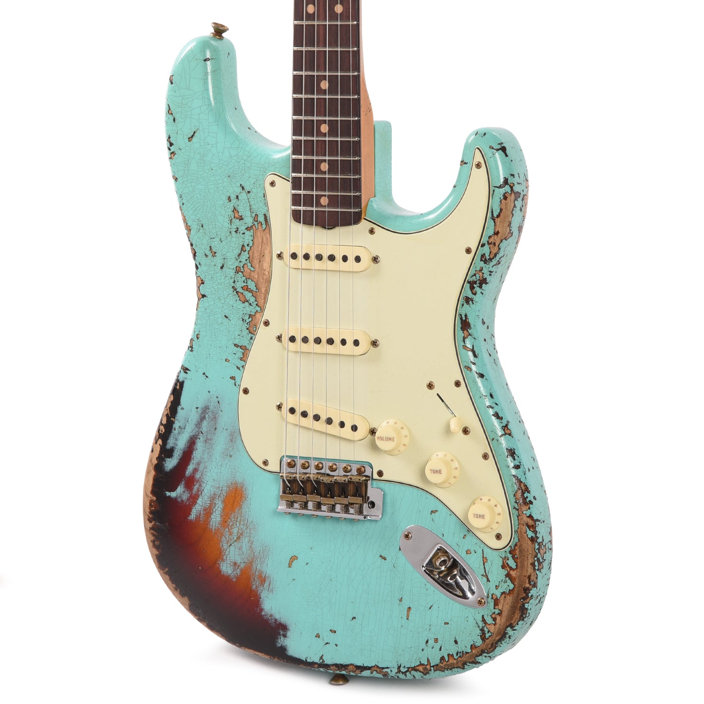 Fender Custom Shop 1963 Stratocaster Super Heavy Relic Super Faded Aged Surf Green over 3-Color Sunburst Electric Guitars / Solid Body