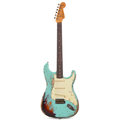 Fender Custom Shop 1963 Stratocaster Super Heavy Relic Super Faded Aged Surf Green over 3-Color Sunburst Electric Guitars / Solid Body