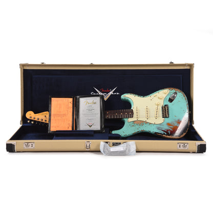 Fender Custom Shop 1963 Stratocaster Super Heavy Relic Super Faded Aged Surf Green over 3-Color Sunburst Electric Guitars / Solid Body