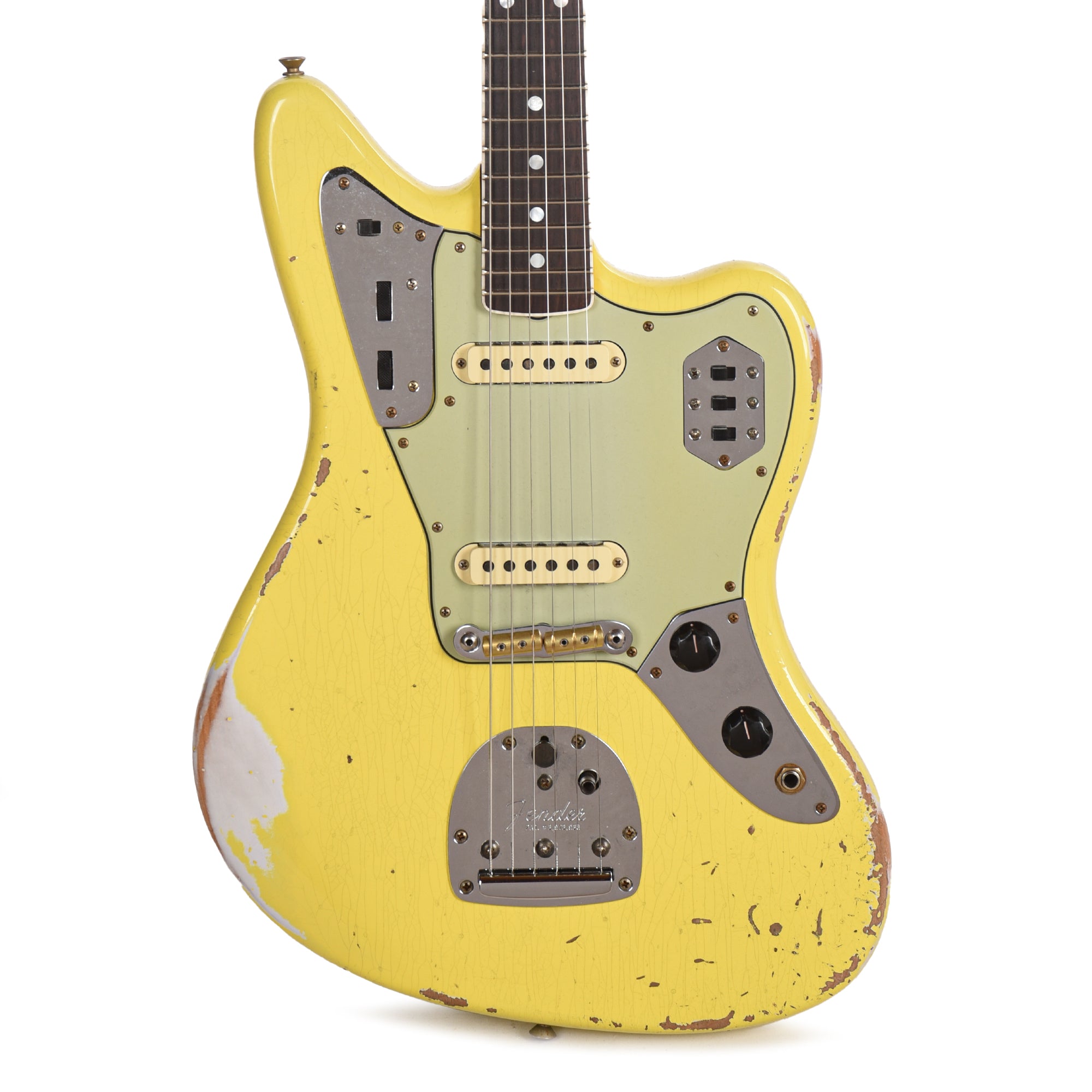 Fender Custom Shop 1965 Jaguar Heavy Relic Faded Graffiti Yellow Electric Guitars / Solid Body