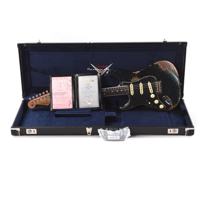 Fender Custom Shop 1965 Stratocaster "Chicago Special" LEFTY Heavy Relic Aged Black Holo Flake w/Roasted Bound Neck Electric Guitars / Solid Body