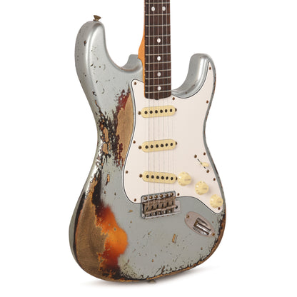 Fender Custom Shop 1965 Stratocaster Super Heavy Relic Super Faded Aged Firemist Silver over 3-Color Sunburst Electric Guitars / Solid Body