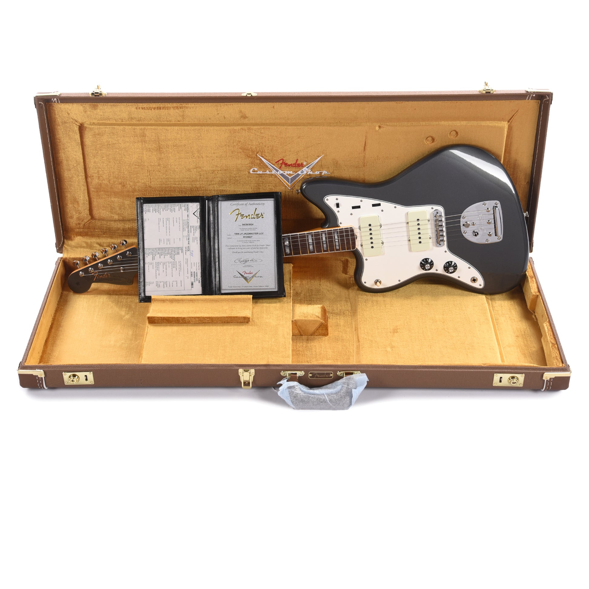 Fender Custom Shop 1966 Jazzmaster "Chicago Special" Deluxe Closet Classic Aged Charcoal Frost Metallic w/Matching Headcap LEFTY Electric Guitars / Solid Body