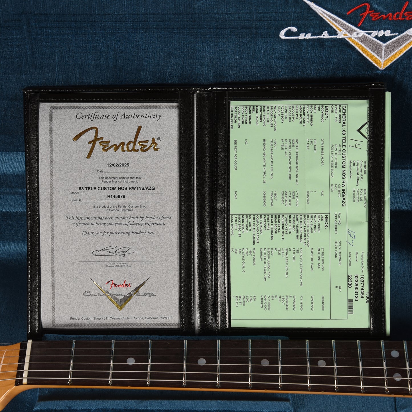 Fender Custom Shop 1968 Custom Telecaster "Chicago Special" NOS Inca Silver Top & Back w/Aztec Gold Side Electric Guitars / Solid Body