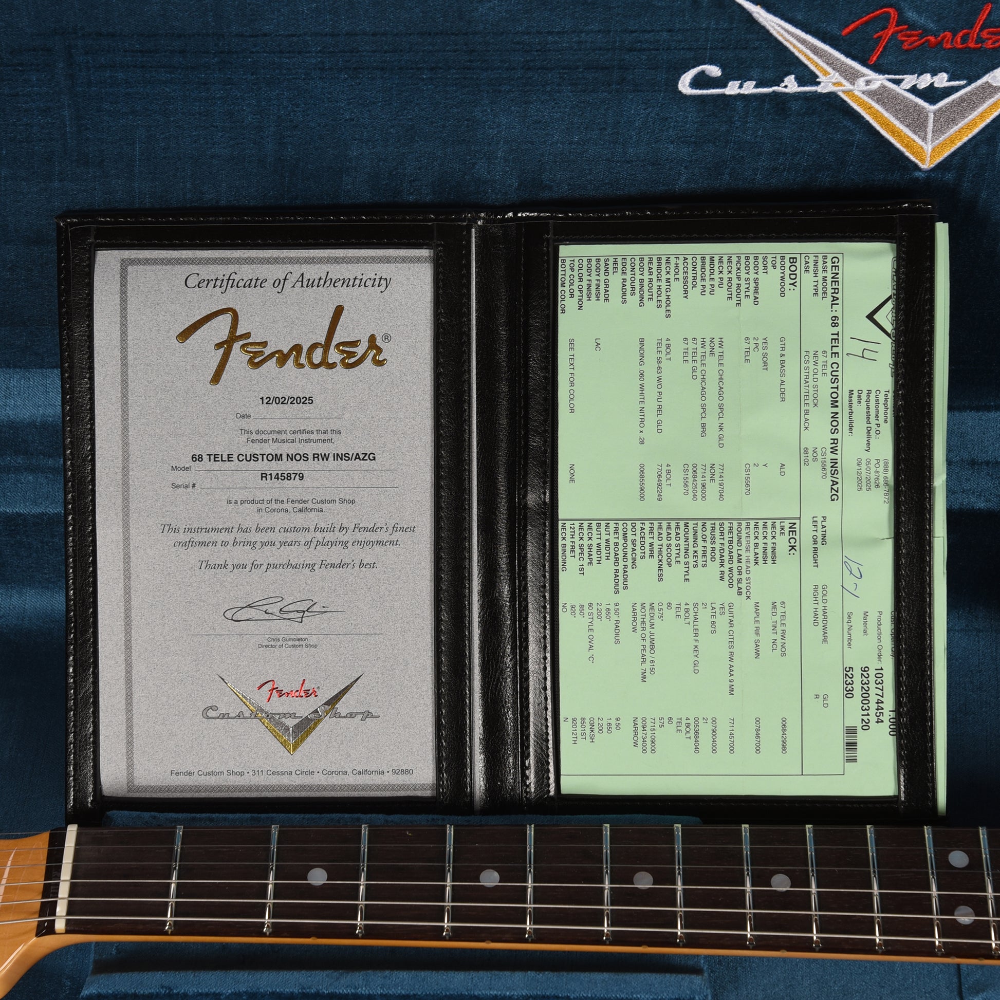 Fender Custom Shop 1968 Custom Telecaster "Chicago Special" NOS Inca Silver Top & Back w/Aztec Gold Side Electric Guitars / Solid Body