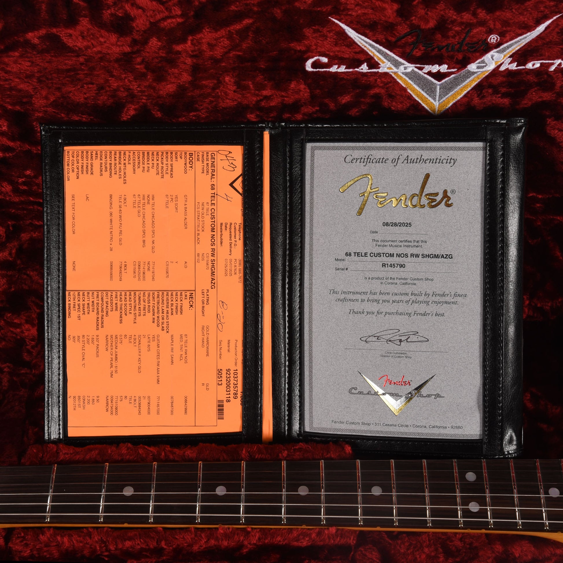 Fender Custom Shop 1968 Custom Telecaster "Chicago Special" NOS Sherwood Green Metallic Top & Back w/Aztec Gold Side Electric Guitars / Solid Body
