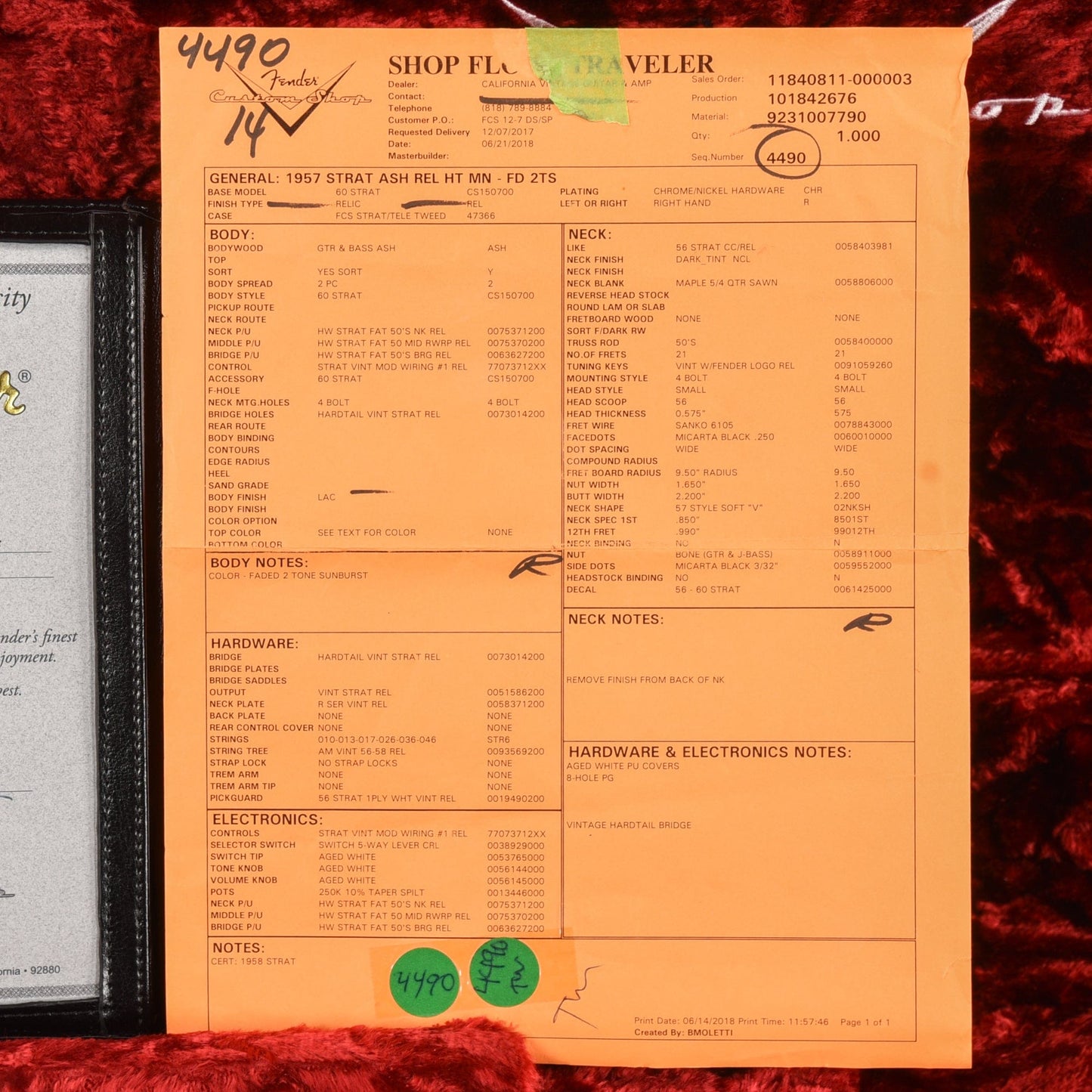 Fender Custom Shop '57 Hardtail Stratocaster Ash Relic Sunburst 2018 Electric Guitars / Solid Body