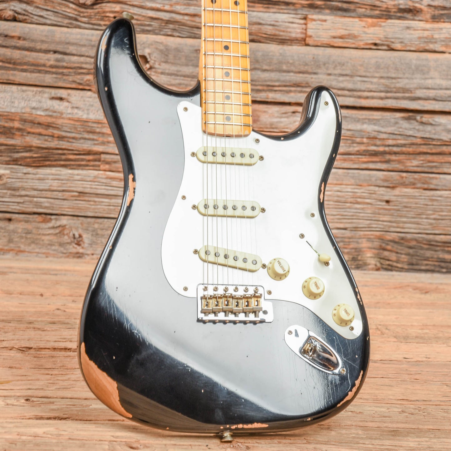Fender Custom Shop '57 Stratocaster Relic Aged Black 2023 Electric Guitars / Solid Body