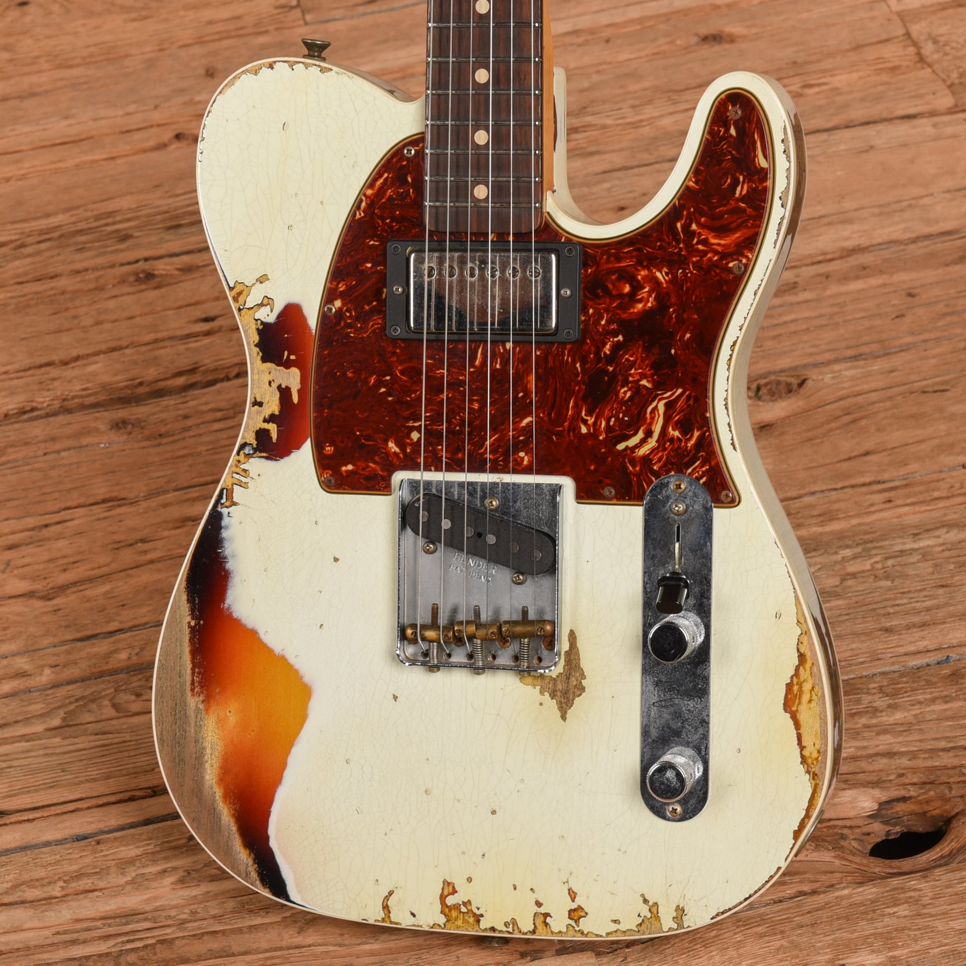 Fender Custom Shop '60 HS Telecaster Custom Heavy Relic Olympic White Over Sunburst 2020 Electric Guitars / Solid Body