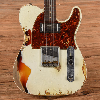 Fender Custom Shop '60 HS Telecaster Custom Heavy Relic Olympic White Over Sunburst 2020 Electric Guitars / Solid Body