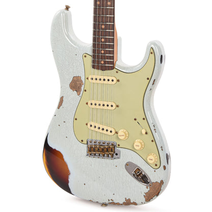 Fender Custom Shop '60 Stratocaster Heavy Relic Aged Sonic Blue Over 3-Color Sunburst Electric Guitars / Solid Body