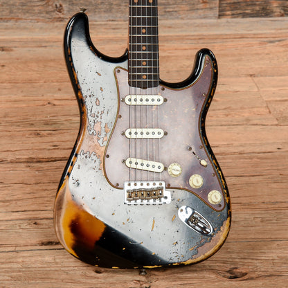 Fender Custom Shop 61 Stratocaster Heavy Relic Black Over Sunburst Electric Guitars / Solid Body