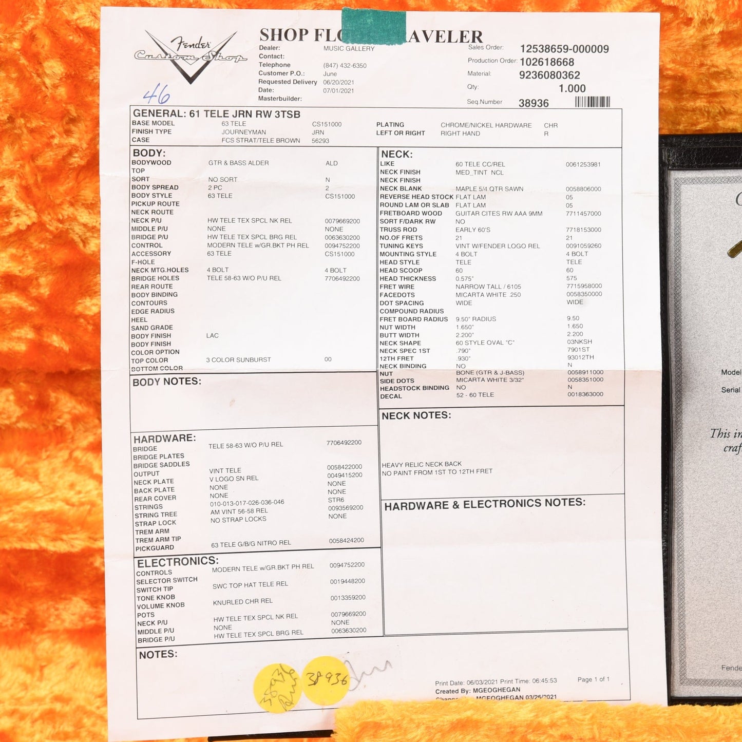 Fender Custom Shop 61 Telecaster Journeyman Relic Sunburst 2021 Electric Guitars / Solid Body