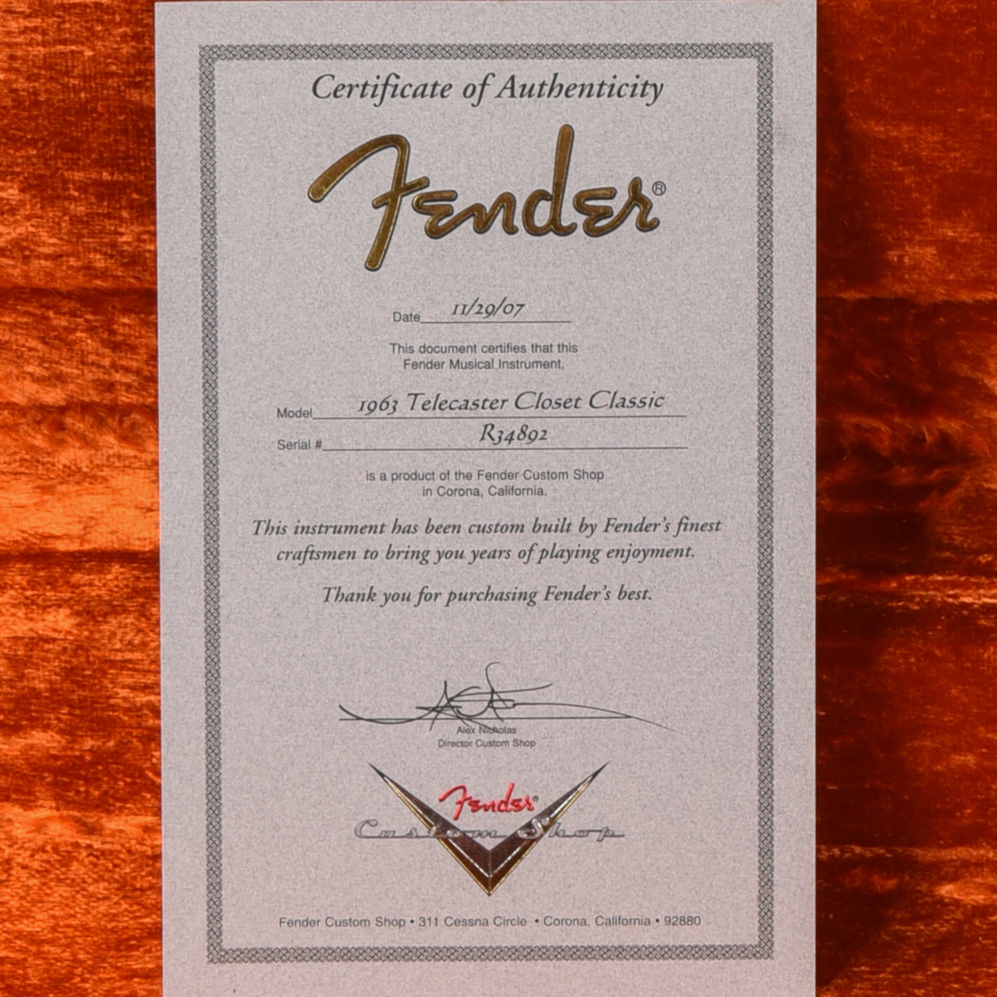 Fender Custom Shop '63 Telecaster Closet Classic Candy Apple Red 2007 Electric Guitars / Solid Body