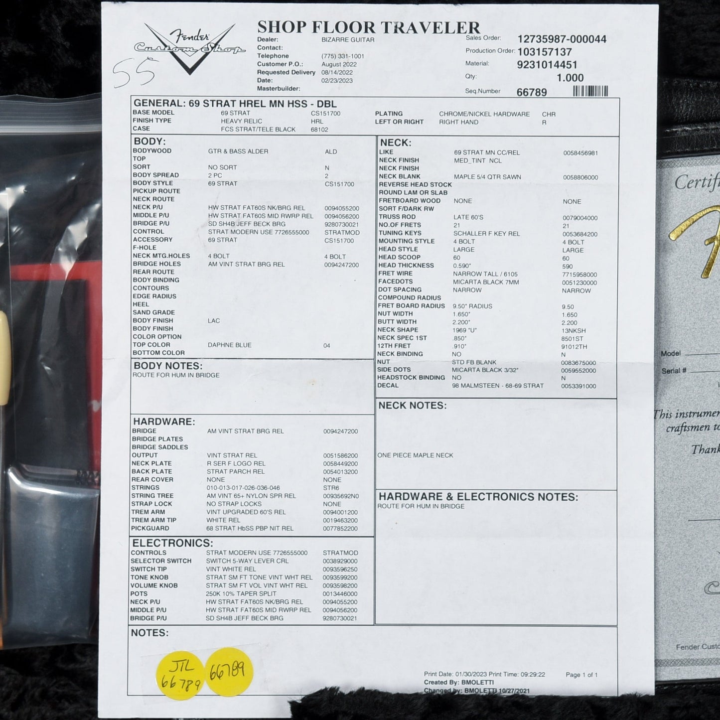 Fender Custom Shop '69 Stratocaster Heavy Relic Taos Turquoise 2023 Electric Guitars / Solid Body