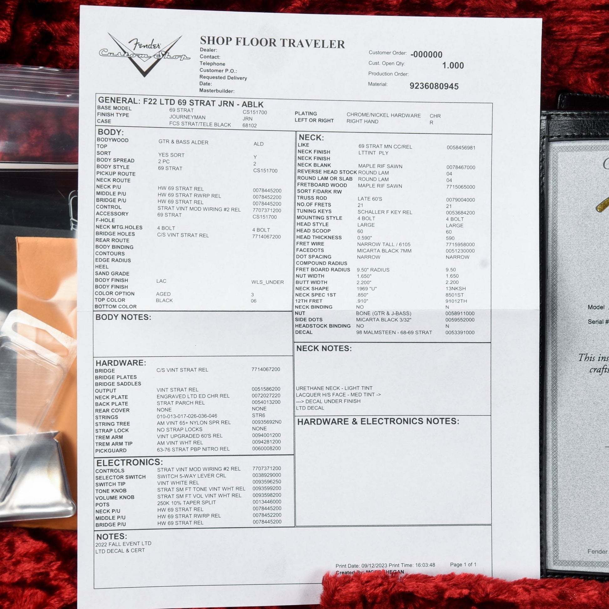 Fender Custom Shop '69 Stratocaster Journeyman Relic Black 2023 Electric Guitars / Solid Body