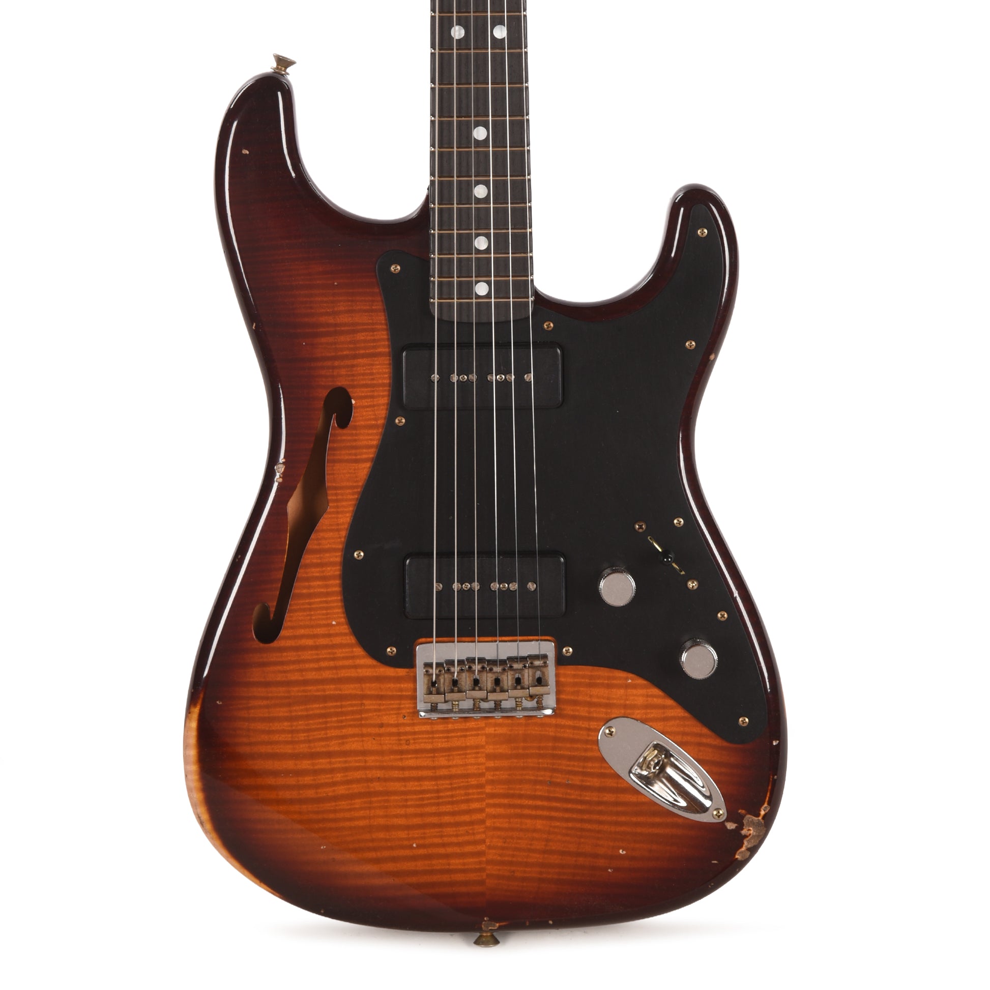 Fender Custom Shop Artisan Dual P90 Stratocaster Flame Maple Top & 1-Piece Vintage Michigan Mahogany Body Aged Violin Burst Relic Electric Guitars / Solid Body