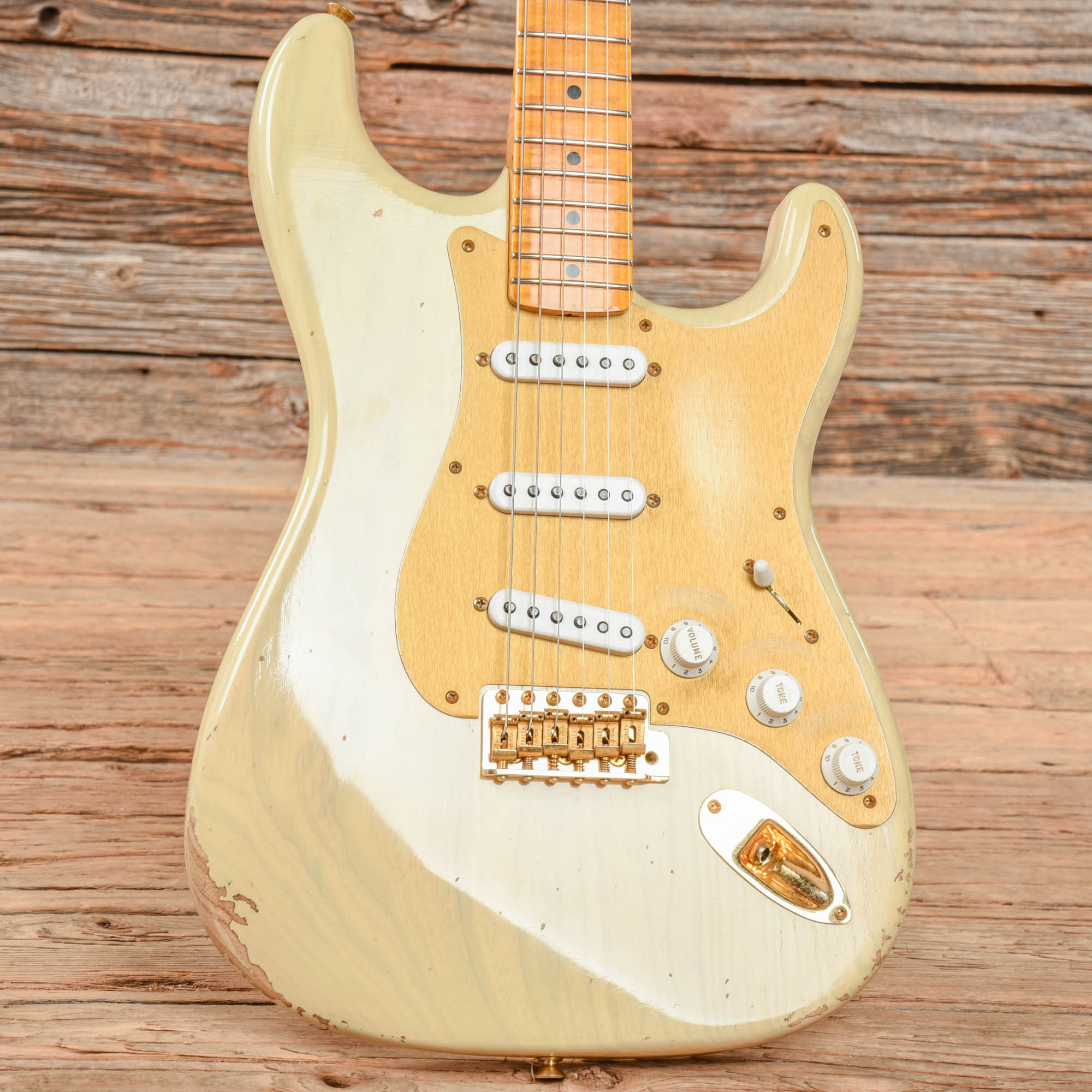 Fender Custom Shop Bone Tone '55 Stratocaster Relic Aged Honey Blonde 2023 Electric Guitars / Solid Body