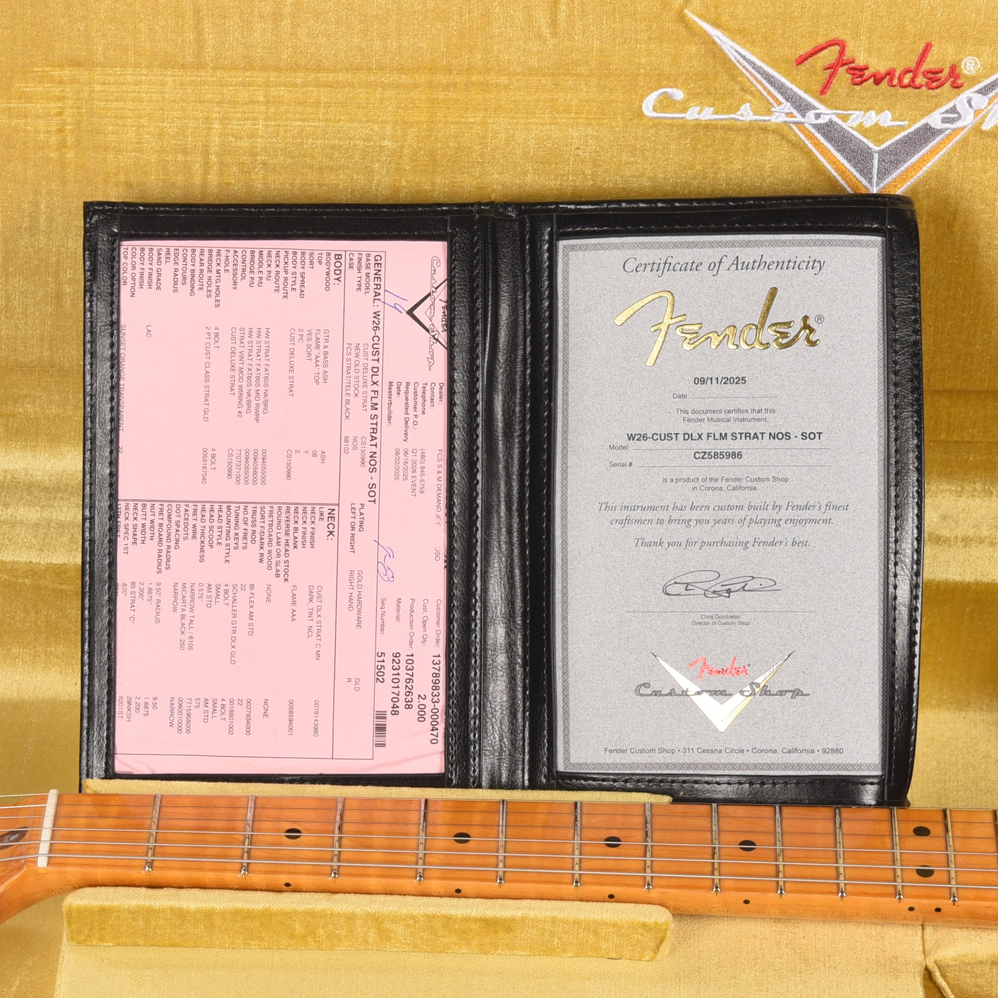 Fender Custom Shop Custom Deluxe Stratocaster NOS AAA Flame Maple Top Sunset Orange Transparent w/Lightweight Ash Body & AAA Flame Neck Electric Guitars / Solid Body