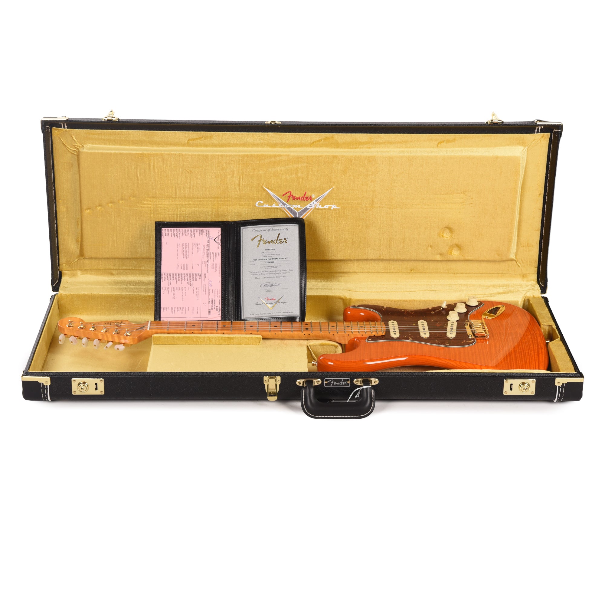 Fender Custom Shop Custom Deluxe Stratocaster NOS AAA Flame Maple Top Sunset Orange Transparent w/Lightweight Ash Body & AAA Flame Neck Electric Guitars / Solid Body