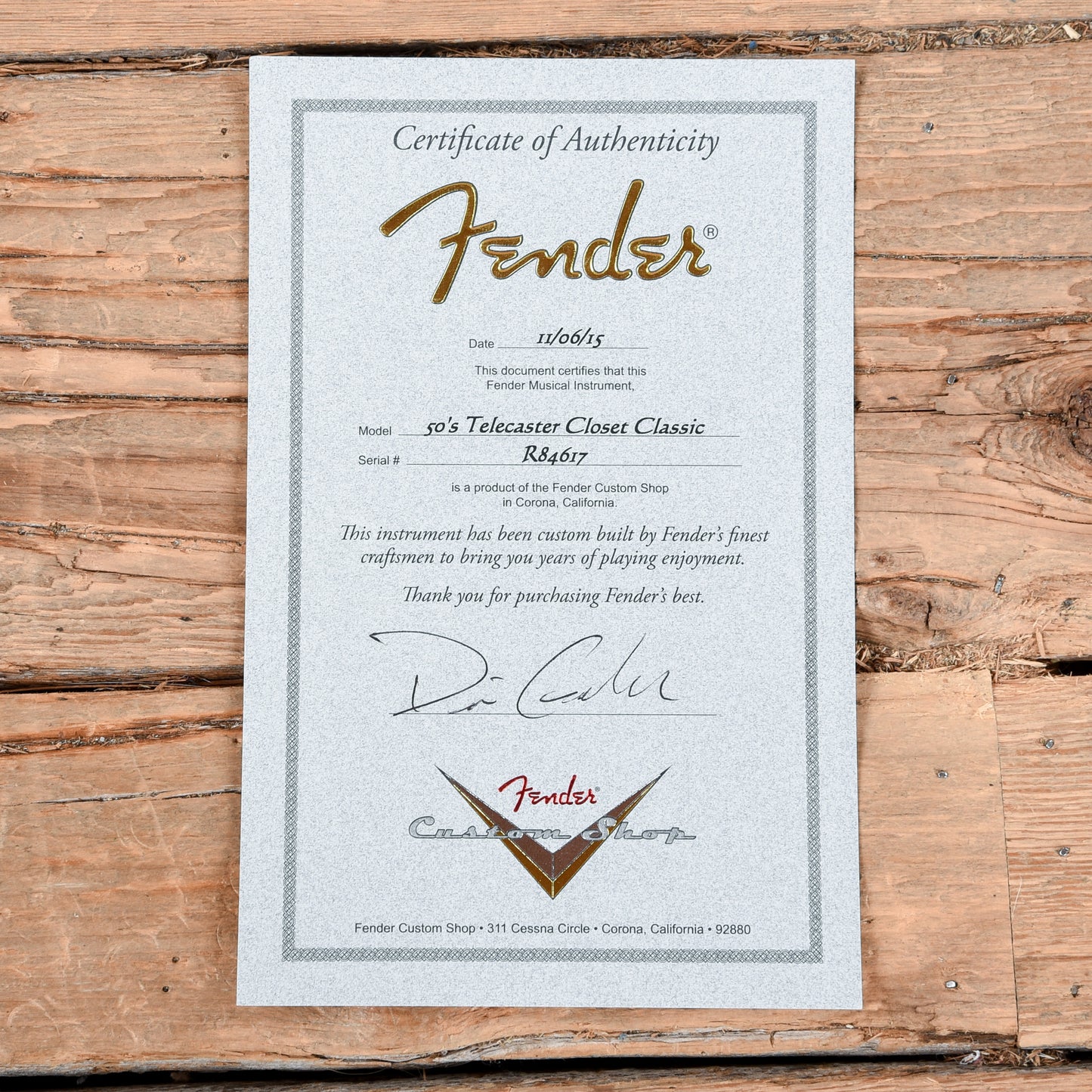Fender Custom Shop Dennis Galuszka Masterbuilt 1950s Telecaster Closet Classic Butterscotch Blonde 2015 Electric Guitars / Solid Body