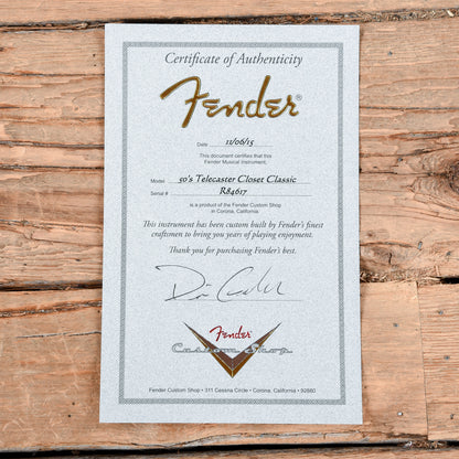 Fender Custom Shop Dennis Galuszka Masterbuilt 1950s Telecaster Closet Classic Butterscotch Blonde 2015 Electric Guitars / Solid Body