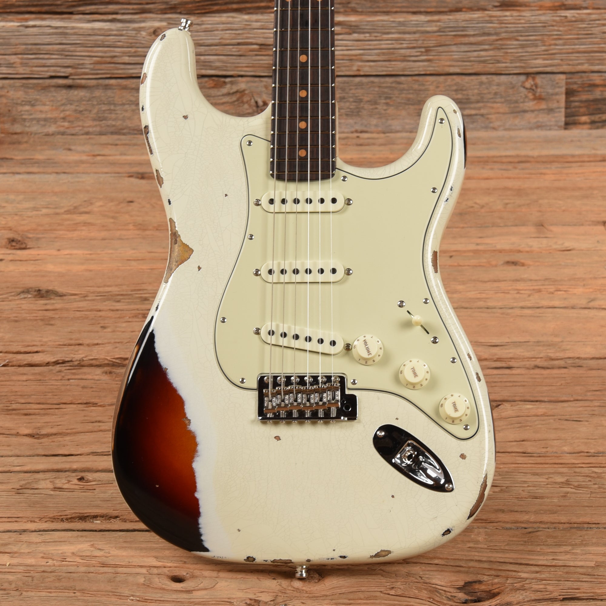 Fender Custom Shop GT11 Stratocaster Relic Olympic White Over Sunburst 2023 Electric Guitars / Solid Body