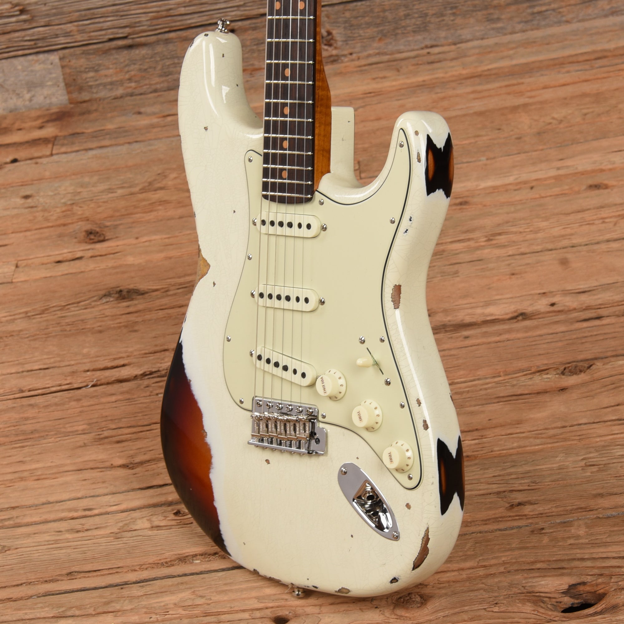 Fender Custom Shop GT11 Stratocaster Relic Olympic White Over Sunburst 2023 Electric Guitars / Solid Body
