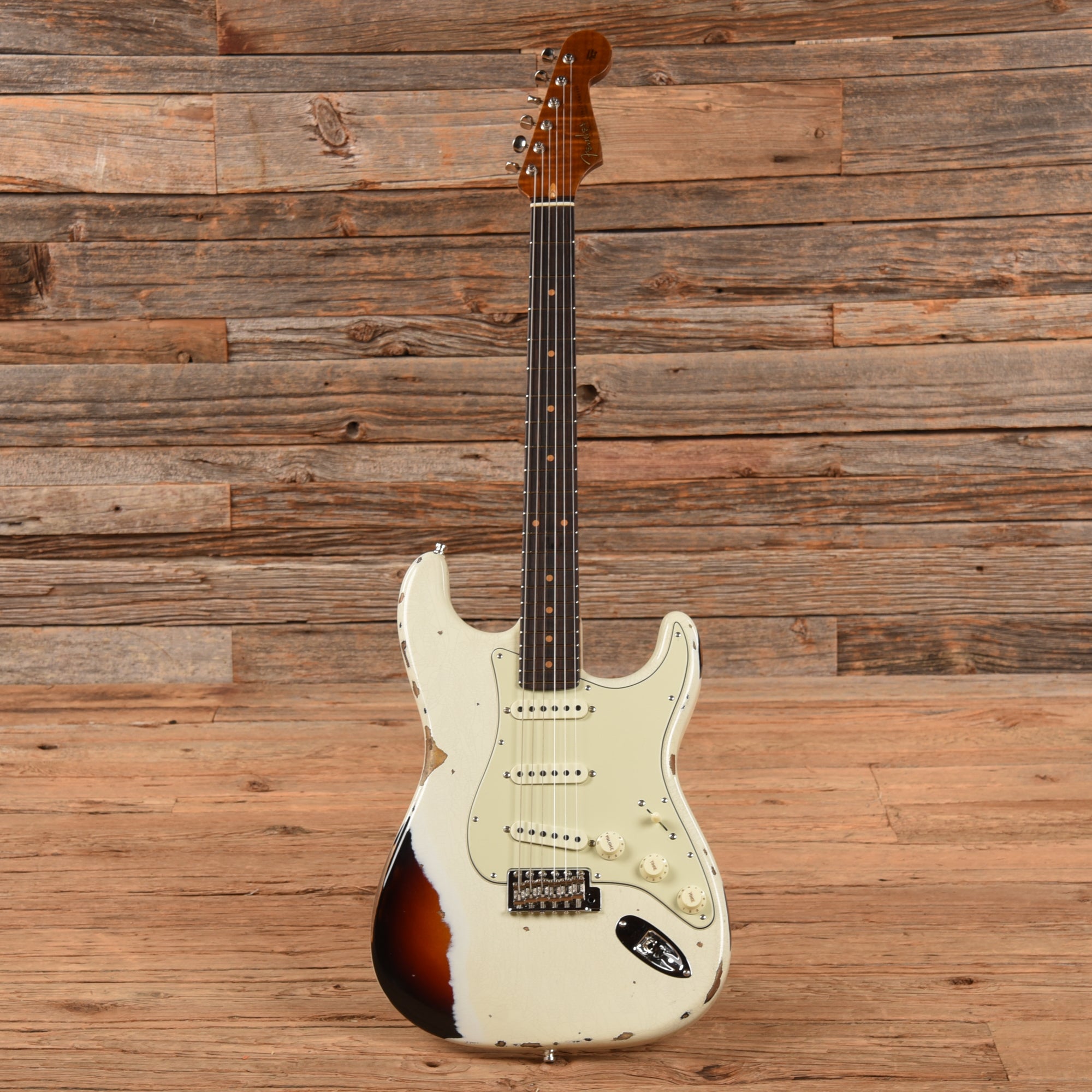 Fender Custom Shop GT11 Stratocaster Relic Olympic White Over Sunburst 2023 Electric Guitars / Solid Body