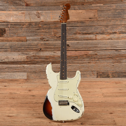 Fender Custom Shop GT11 Stratocaster Relic Olympic White Over Sunburst 2023 Electric Guitars / Solid Body