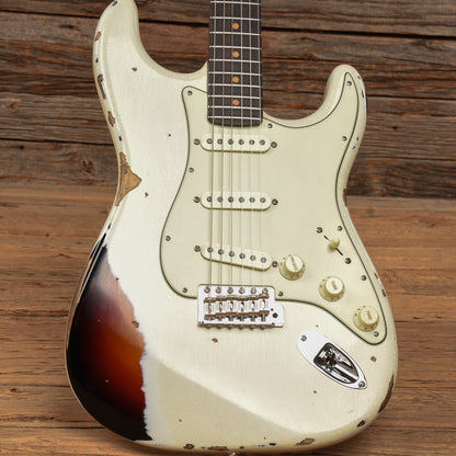 Fender Custom Shop GT11 Stratocaster Relic Olympic White Over Sunburst 2023 Electric Guitars / Solid Body