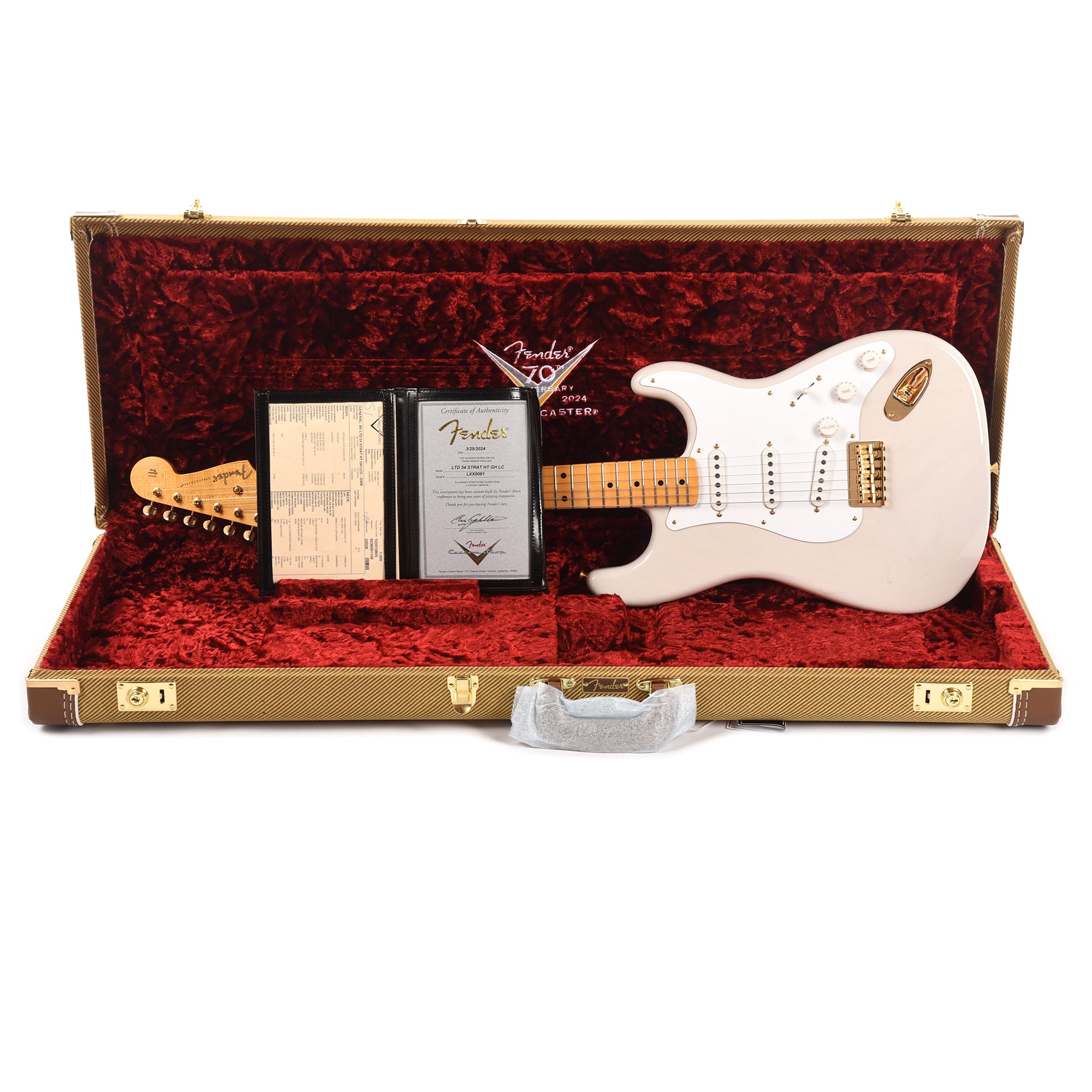 Fender Custom Shop Limited Edition '54 Hardtail Stratocaster Deluxe Closet Classic with Gold Hardware Dirty White Blonde Electric Guitars / Solid Body