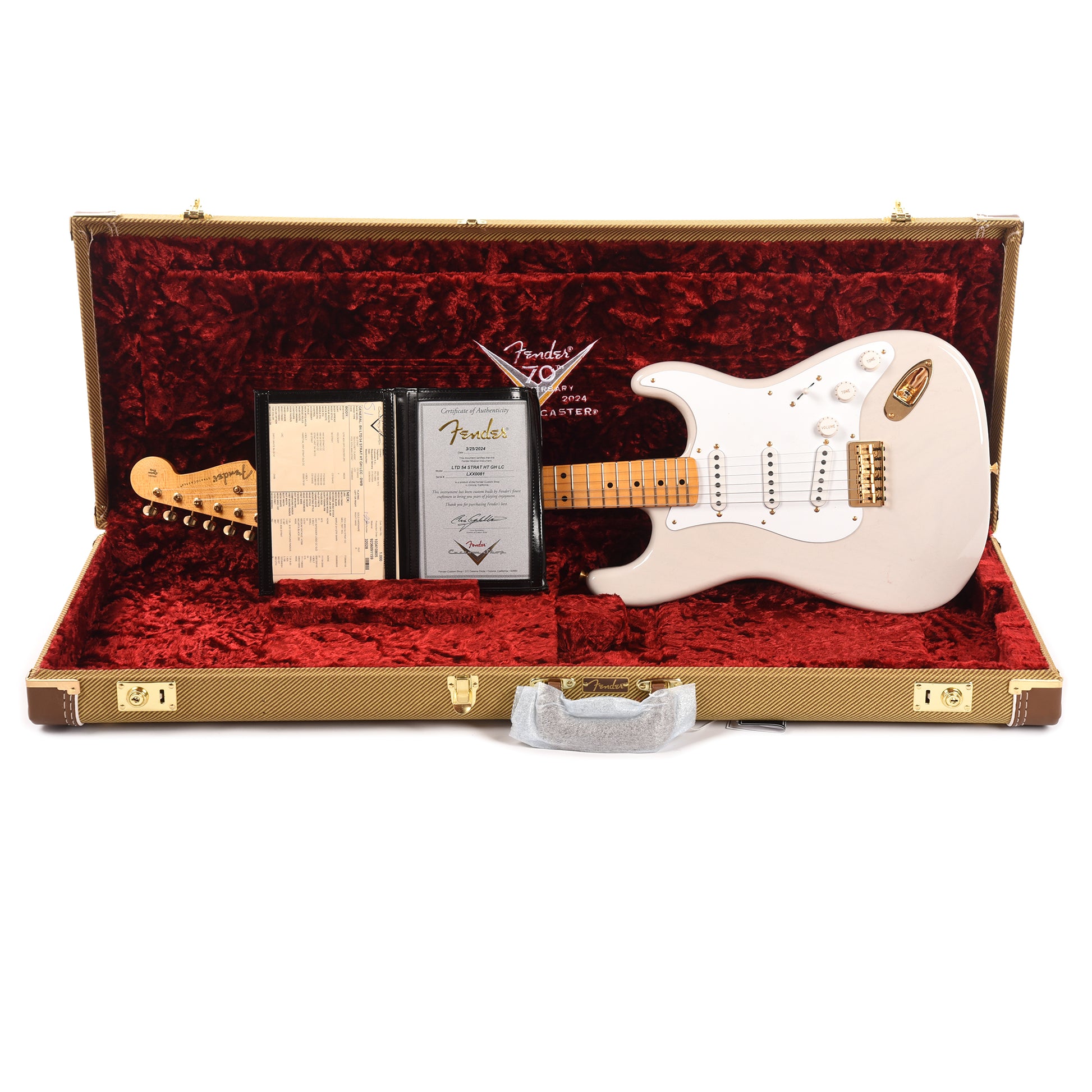 Fender Custom Shop Limited Edition '54 Hardtail Stratocaster Deluxe Closet Classic with Gold Hardware Dirty White Blonde Electric Guitars / Solid Body
