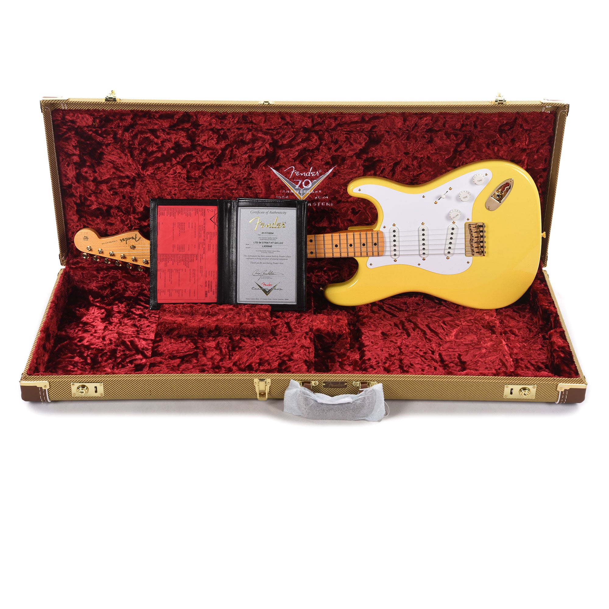 Fender Custom Shop Limited Edition '54 Hardtail Stratocaster Deluxe Closet Classic with Gold Hardware Faded Aged Canary Yellow Electric Guitars / Solid Body