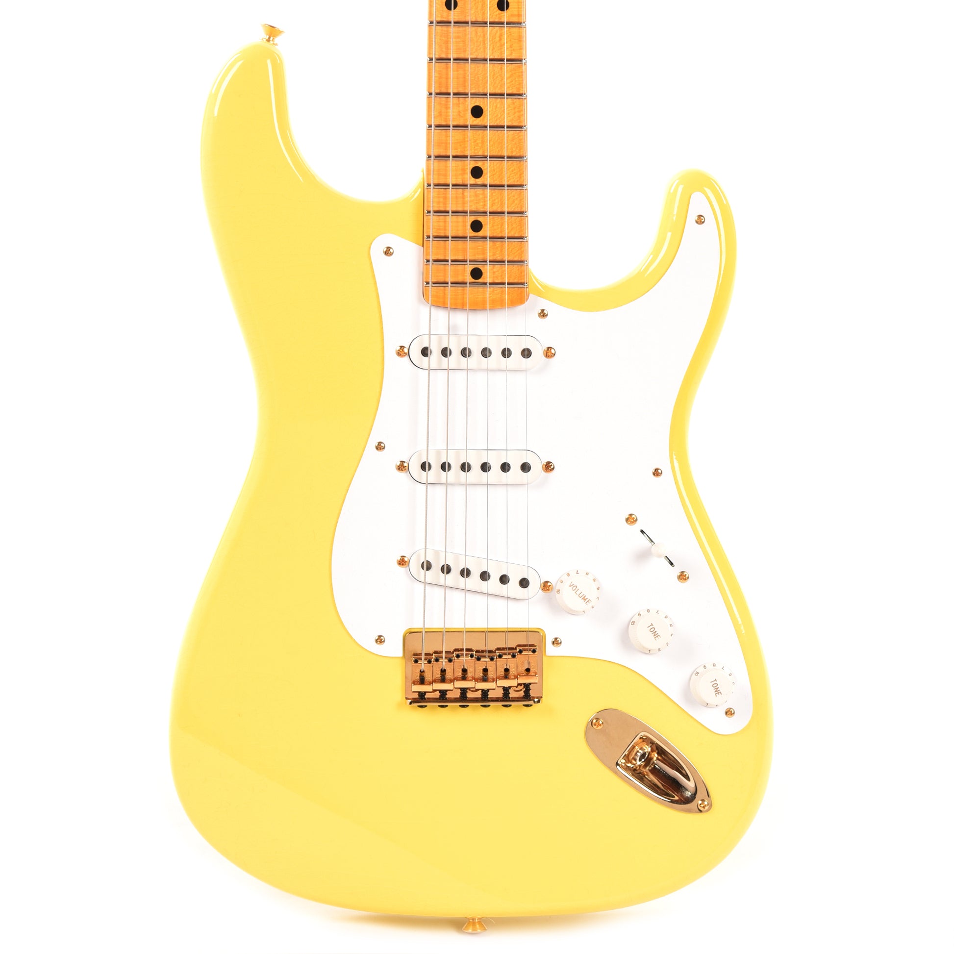 Fender Custom Shop Limited Edition '54 Hardtail Stratocaster Deluxe Closet Classic with Gold Hardware Faded Aged Canary Yellow Electric Guitars / Solid Body
