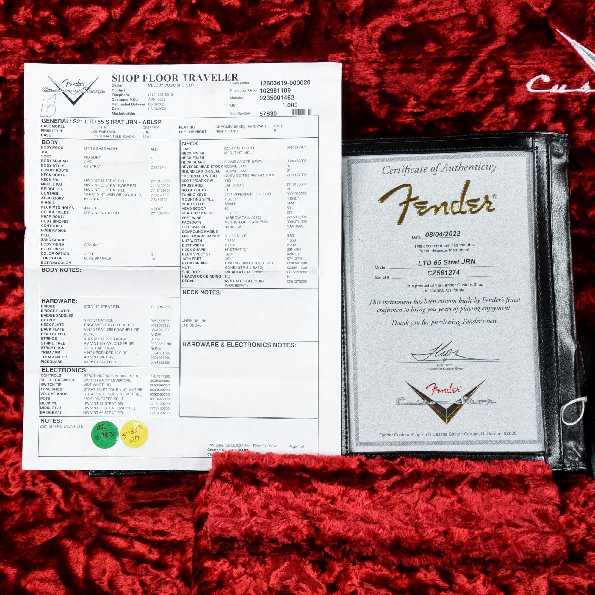 Fender Custom Shop Limited Edition 65 Stratocaster Journeyman Relic Blue Sparkle 2022 Electric Guitars / Solid Body