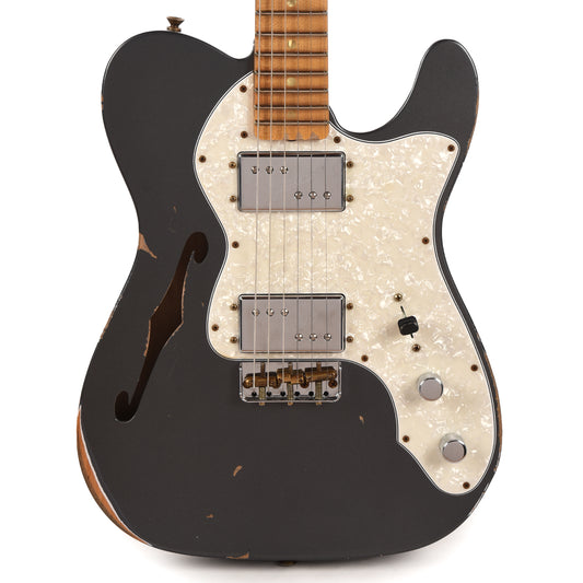 Fender Custom Shop Limited Edition "Bobbed" Telecaster Thinline Relic Super Aged Charcoal Frost Metallic Electric Guitars / Solid Body