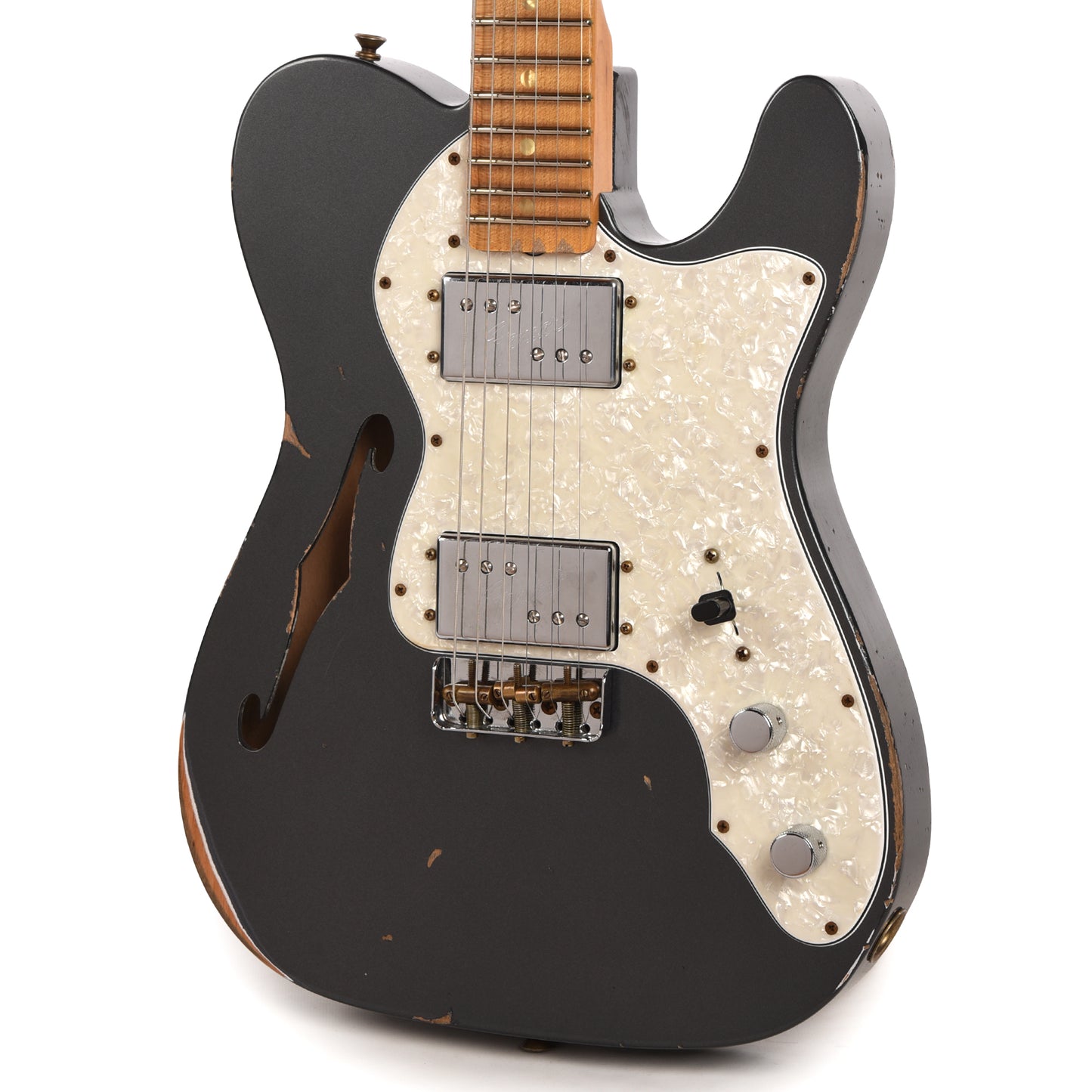 Fender Custom Shop Limited Edition "Bobbed" Telecaster Thinline Relic Super Aged Charcoal Frost Metallic Electric Guitars / Solid Body