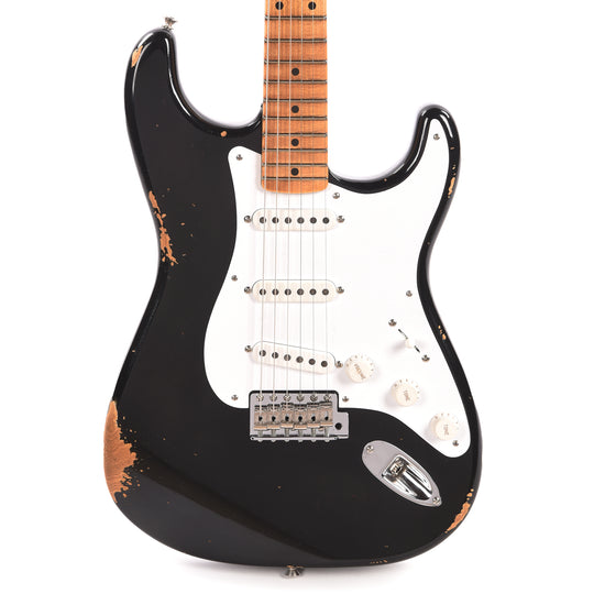 Fender Custom Shop Limited Edition Fat '54 Stratocaster Relic with Closet Classic Hardware Aged Black Electric Guitars / Solid Body