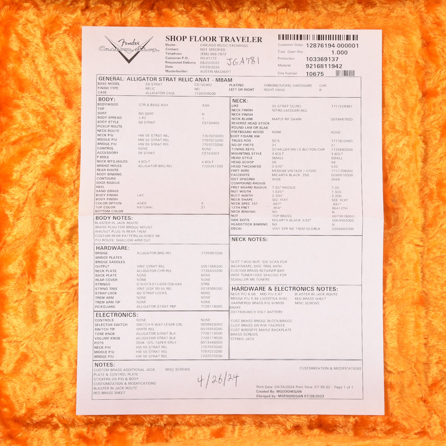 Fender Custom Shop Limited Edition Jerry Garcia Alligator Stratocaster Relic Aged Natural Master Built by Austin MacNutt Electric Guitars / Solid Body