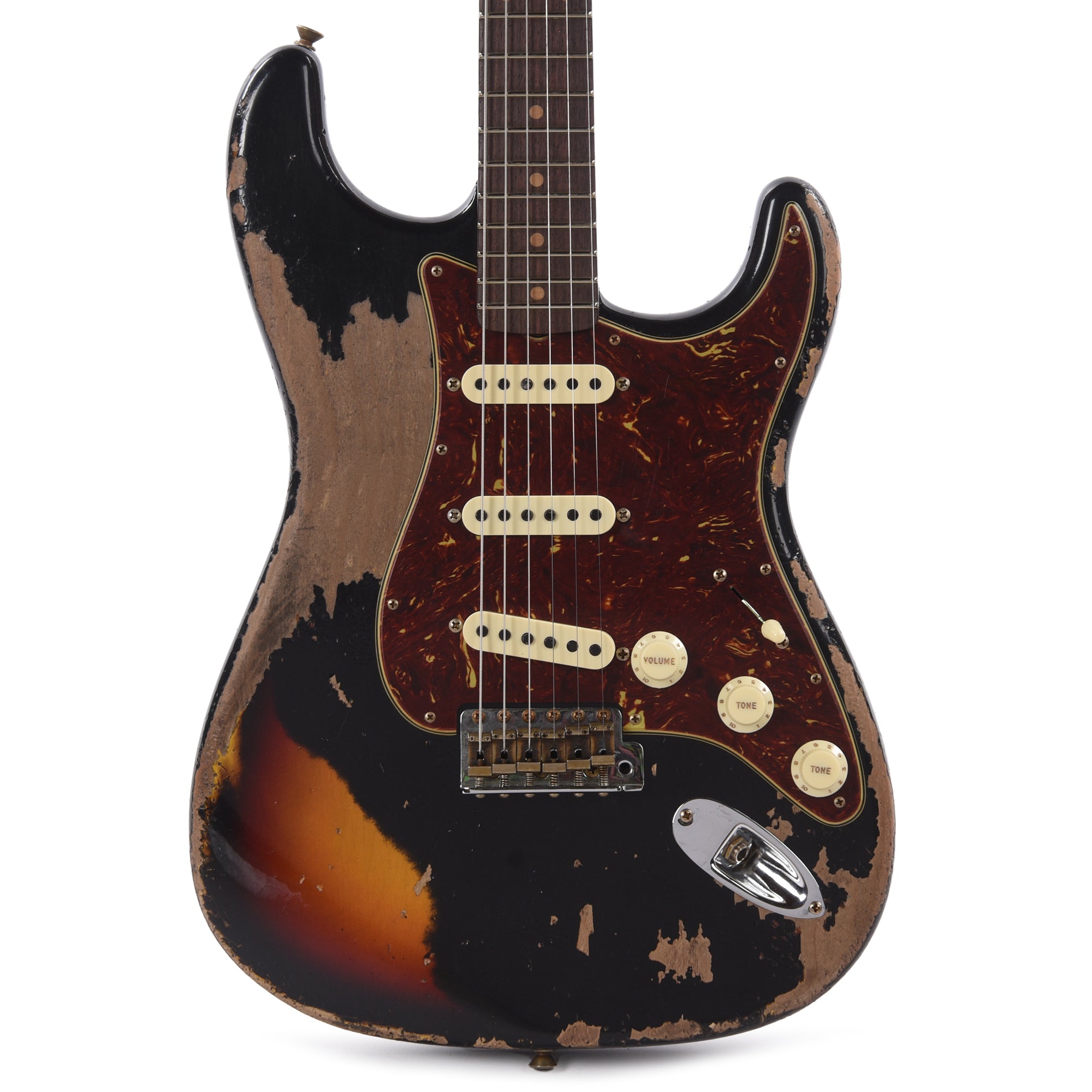 Fender Custom Shop Limited Edition Roasted 1961 Stratocaster Super Heavy Relic Aged Black Over 3-Color Sunburst Electric Guitars / Solid Body